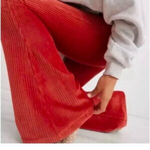 Aerie groove on rib velour flare pants